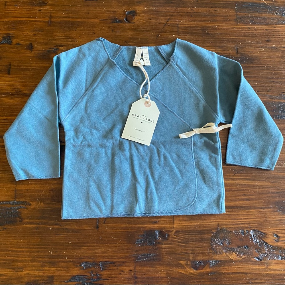 NWT Gray Label Crossover Top Tie Enclosure In Blue Baby‎ Cardigan Sz 9-12 Months
